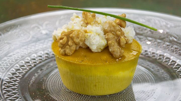 Budino zucca, feta e noci