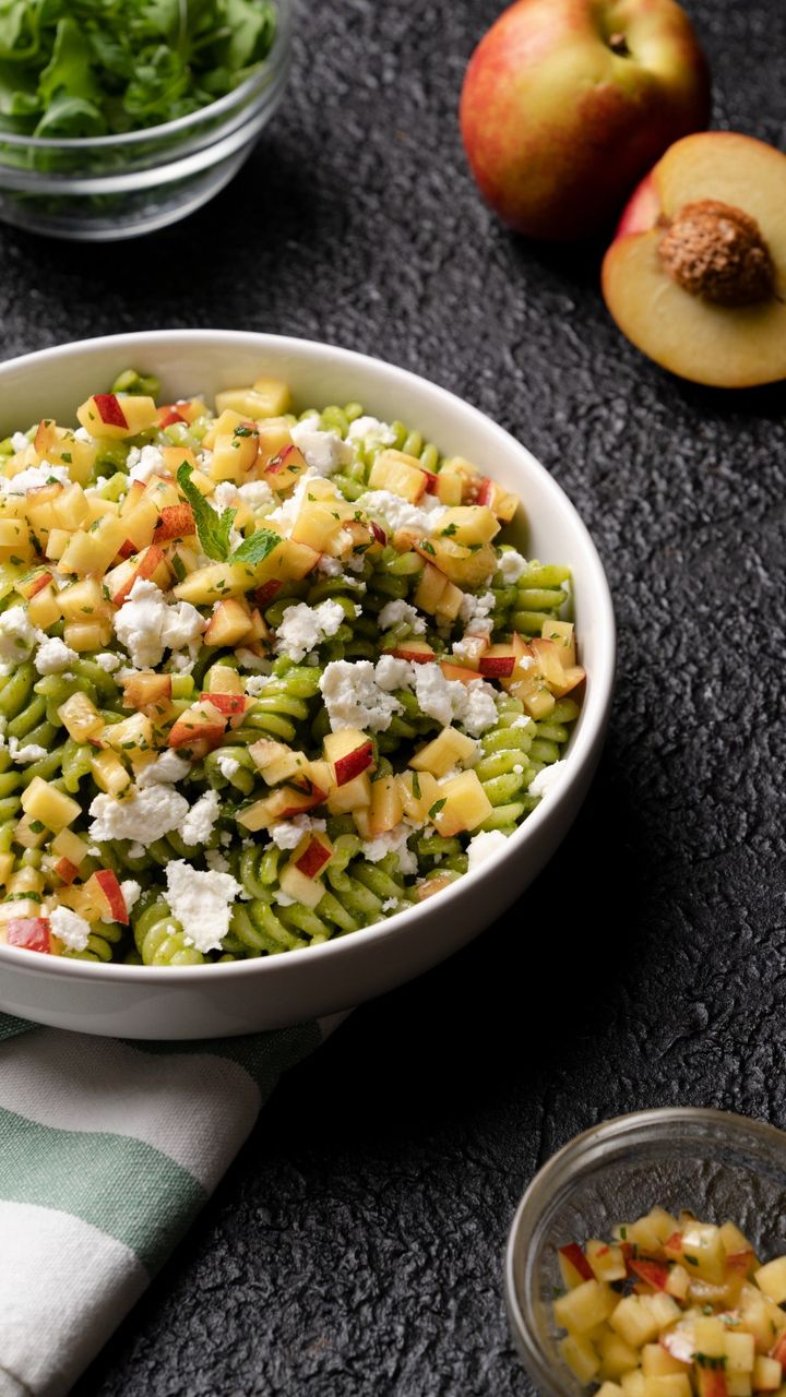 Insalata di pasta con rucola e pesche Ricetta Chef in Camicia